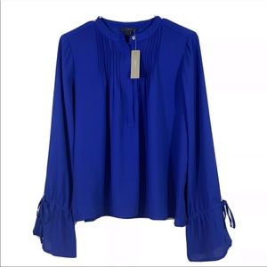10for$100 - J Crew Women Formal Blouse Chiffon Royal Blue Sz S